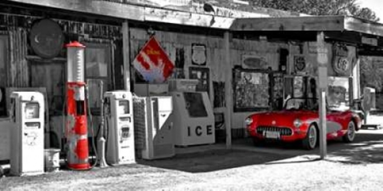 Vintage gas station on Route 66 Poster Print by Vadim Ratsenskiy - Item # VARPDX2VR3188